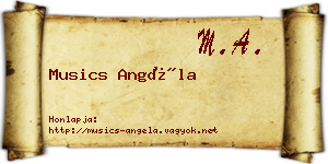 Musics Angéla névjegykártya